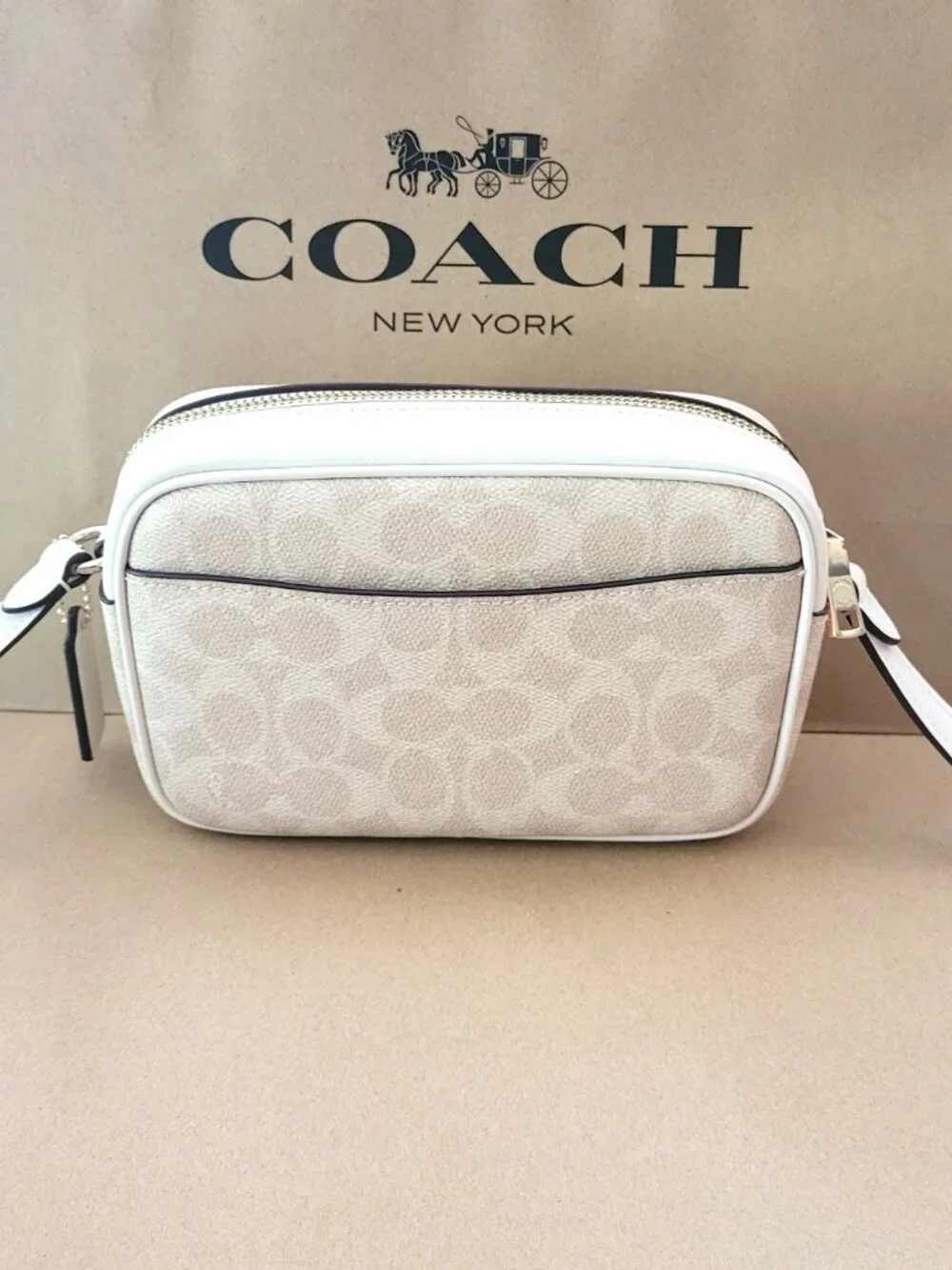Coach CY752 Mini Jamie Signature Camera Bag Crossbody Handbag Sand Chalk - Picture 4 of 7